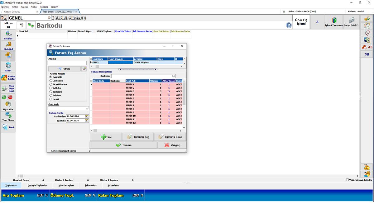 Akınsoft Hızlı Satış
